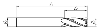 Series 101 - 4 Flute End Mills Coated - Dimensions Image