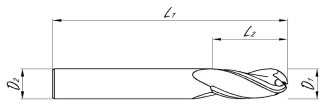 Series 111 - 3 Flute Ballnose Uncoated - Dimensions Image