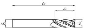 Series 154 - 4 Flute Vari Flute End Mill - Dimensions Image